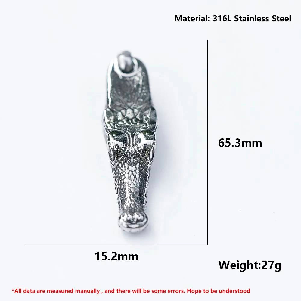 Crocodile Head Pendant Necklace – Stainless Steel Animal Jewelry
