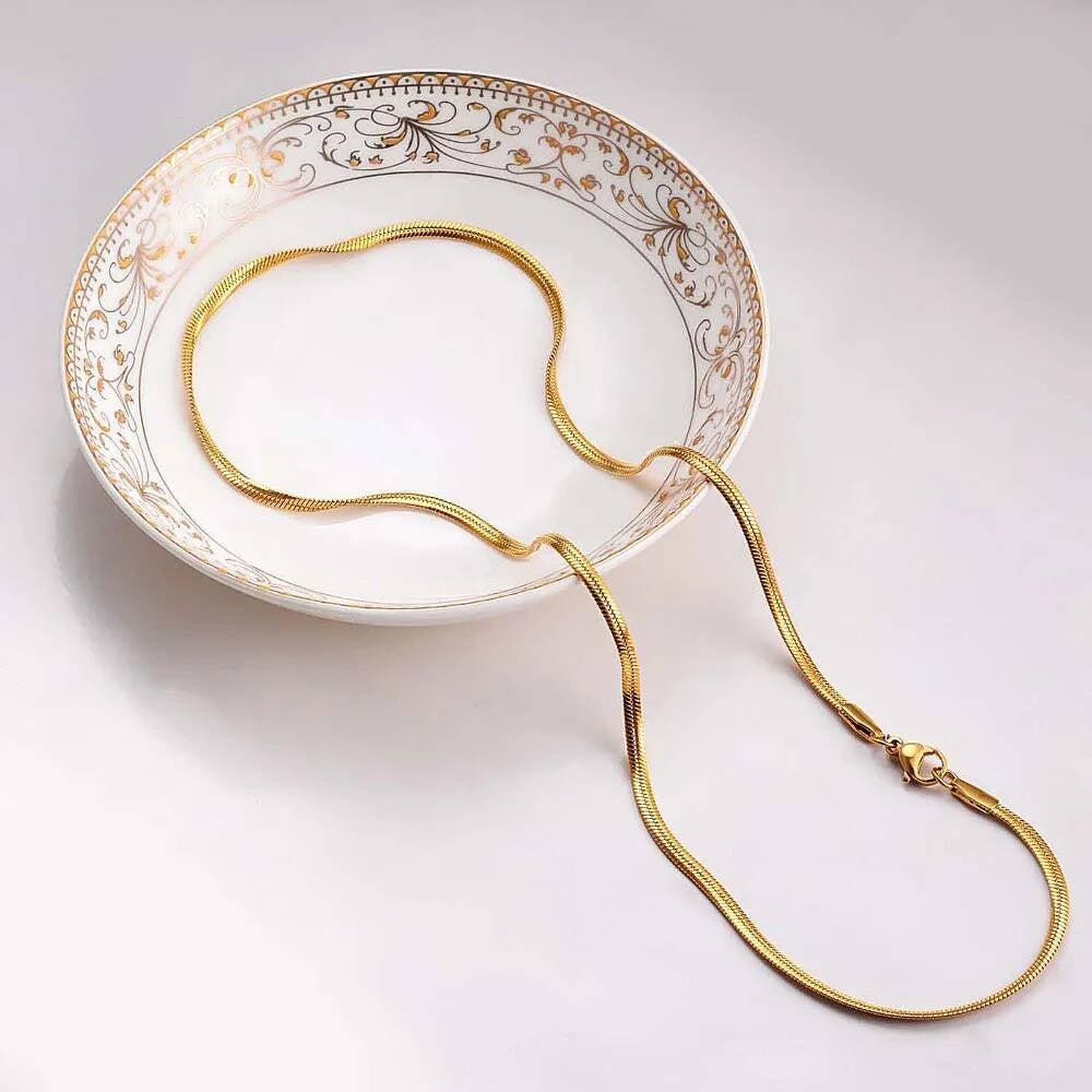 1 piece Width 1.5mm/2mm/2.5mm Chain Men Women Stainless Steel Flat Snake Necklace Wholesale Jewelry