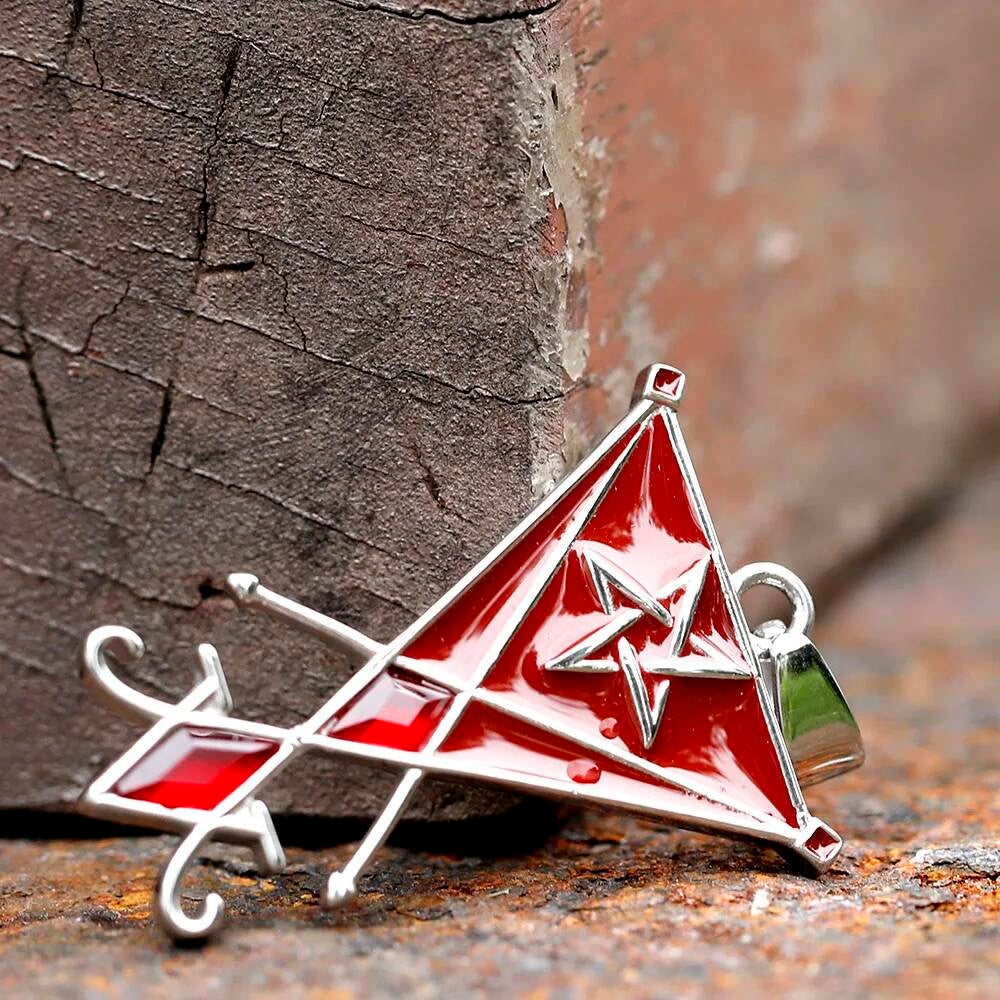 316L Stainless Steel Red Triangle Symbol Pendant Necklace for Men