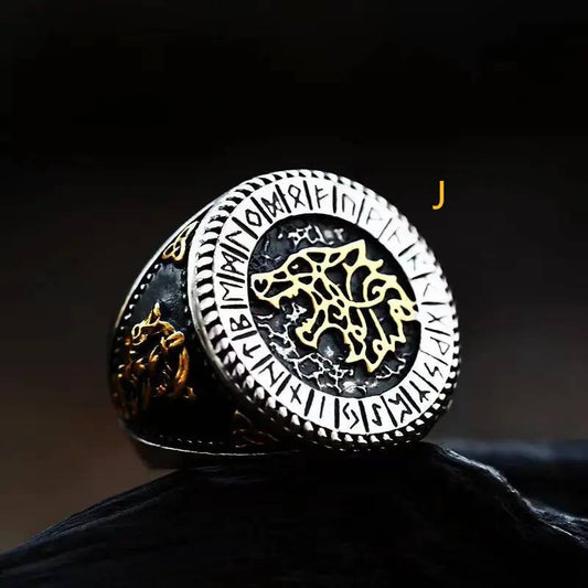 Odin Raven & Wolf Totem Ring – 316L Stainless Steel Norse Amulet Set