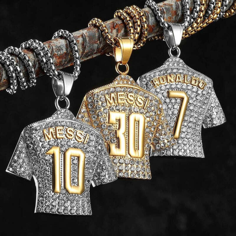 Sparkling Football Jersey Pendants - Messi #10, Messi #30, Ronaldo #7, Stylish Sports Jewelry