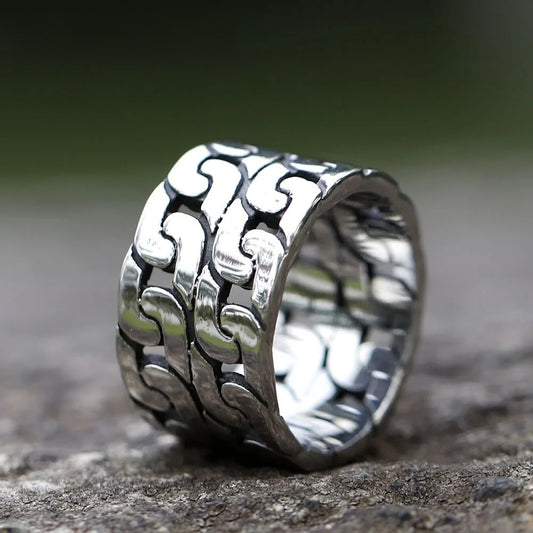 Men's 316L Stainless - Steel Double - Chain Rings For Teens - Fashion With