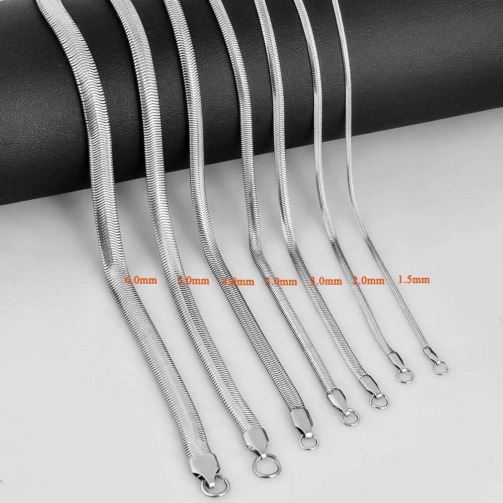 1 piece 316 Stainless steel Flat Snake Chain For Men Women Necklace Jewelry 1.5mm-6mm