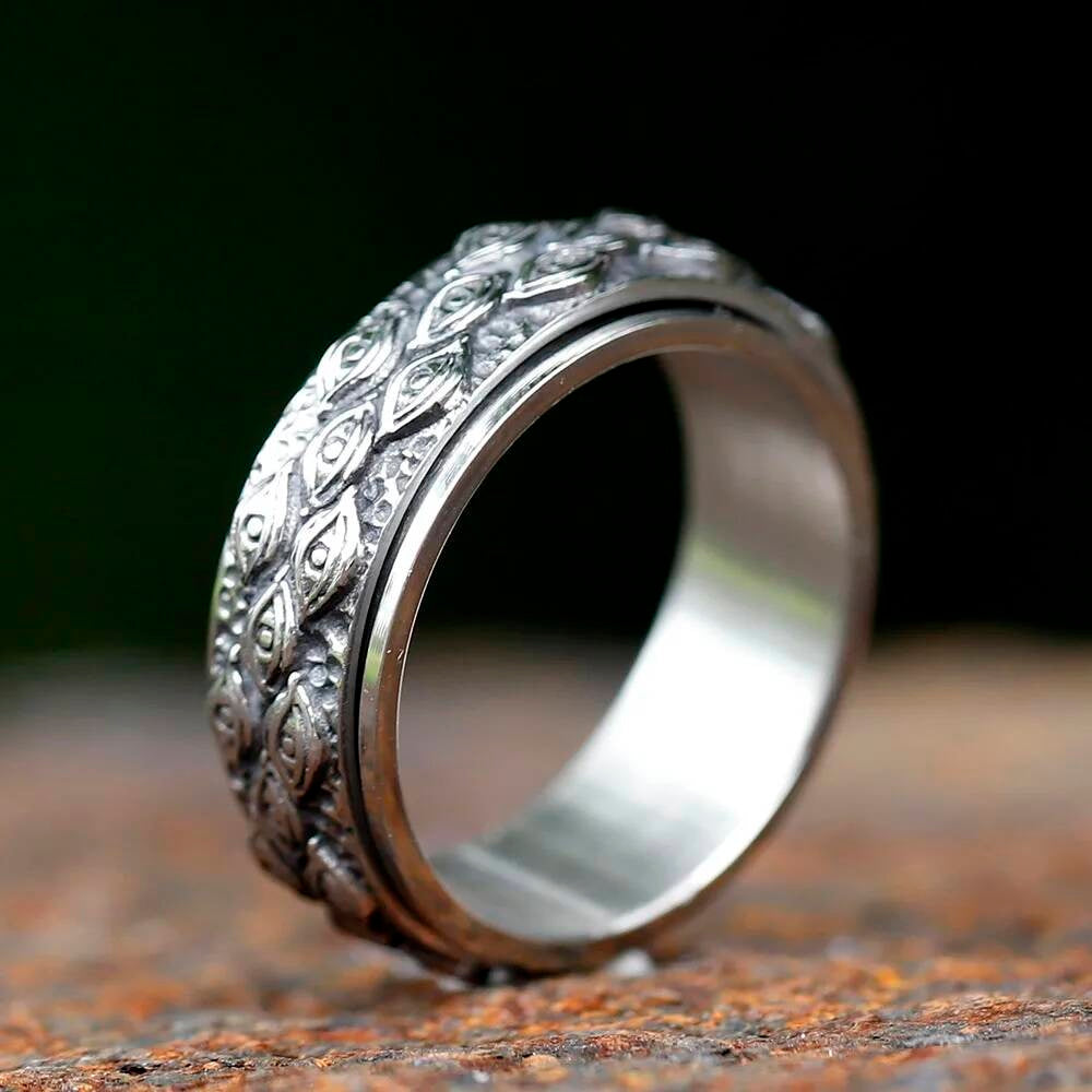 Vintage All-Seeing Eye Rotatable Ring – 316L Stainless Steel Black & Gold steel