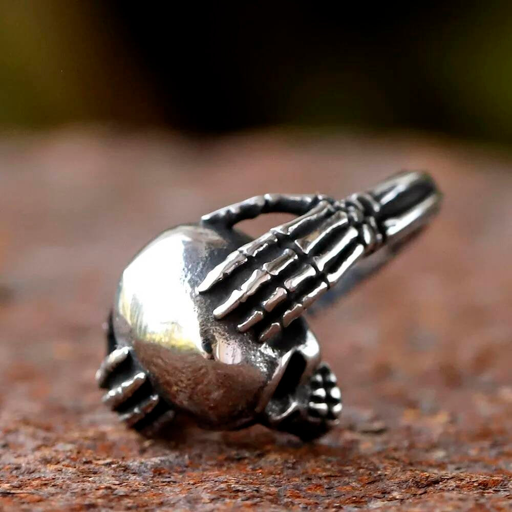 Vintage Hinged Skull Cuff Ring - Gothic Hip Hop Fashion Jewelry for Women