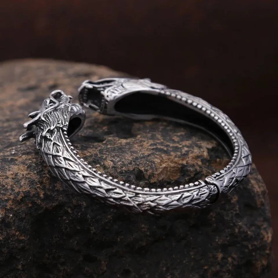 Viking Double Dragon Bracelet – Stainless Steel Norse Armring