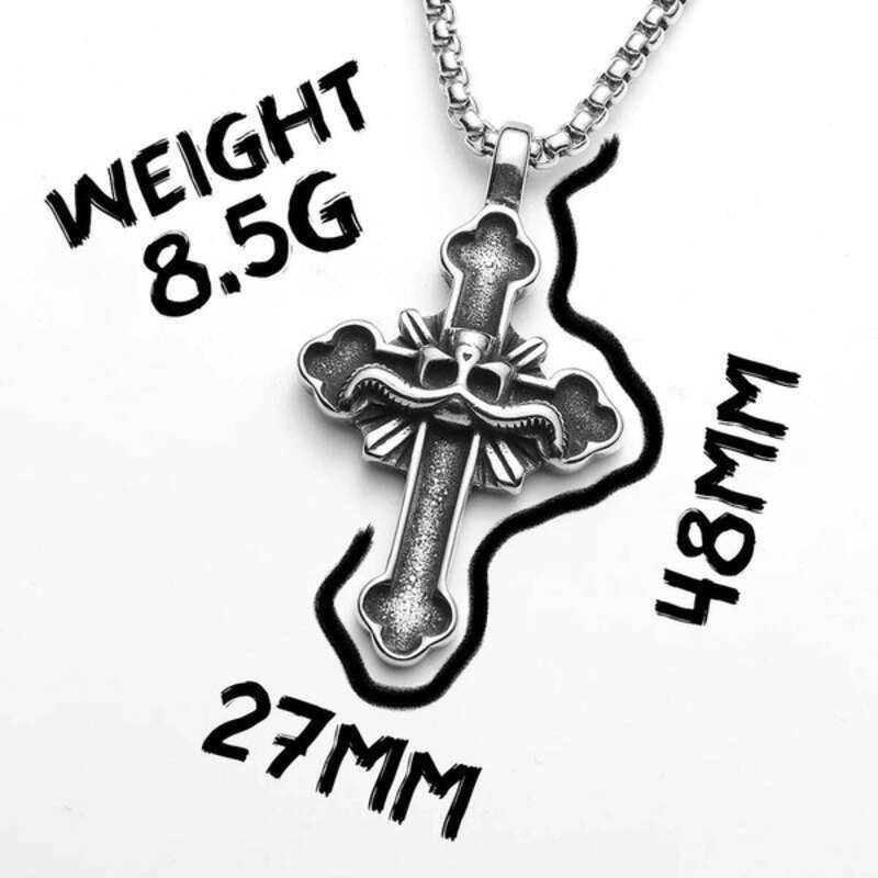 316L Stainless Steel Gothic Cross Pendant Necklace – Faith & Strength Symbol