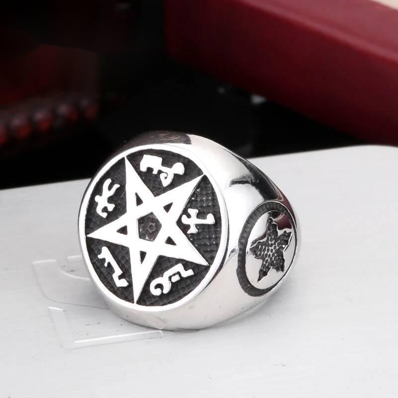 Pentagram Symbol Ring – 316L Stainless Steel Talisman Band
