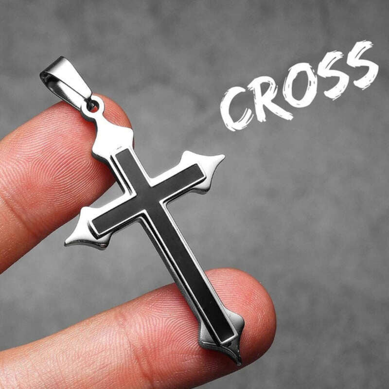 316L Stainless Steel Black Cross Pendant Necklace – Gothic Christian Jewelry N1381-Only Pendant