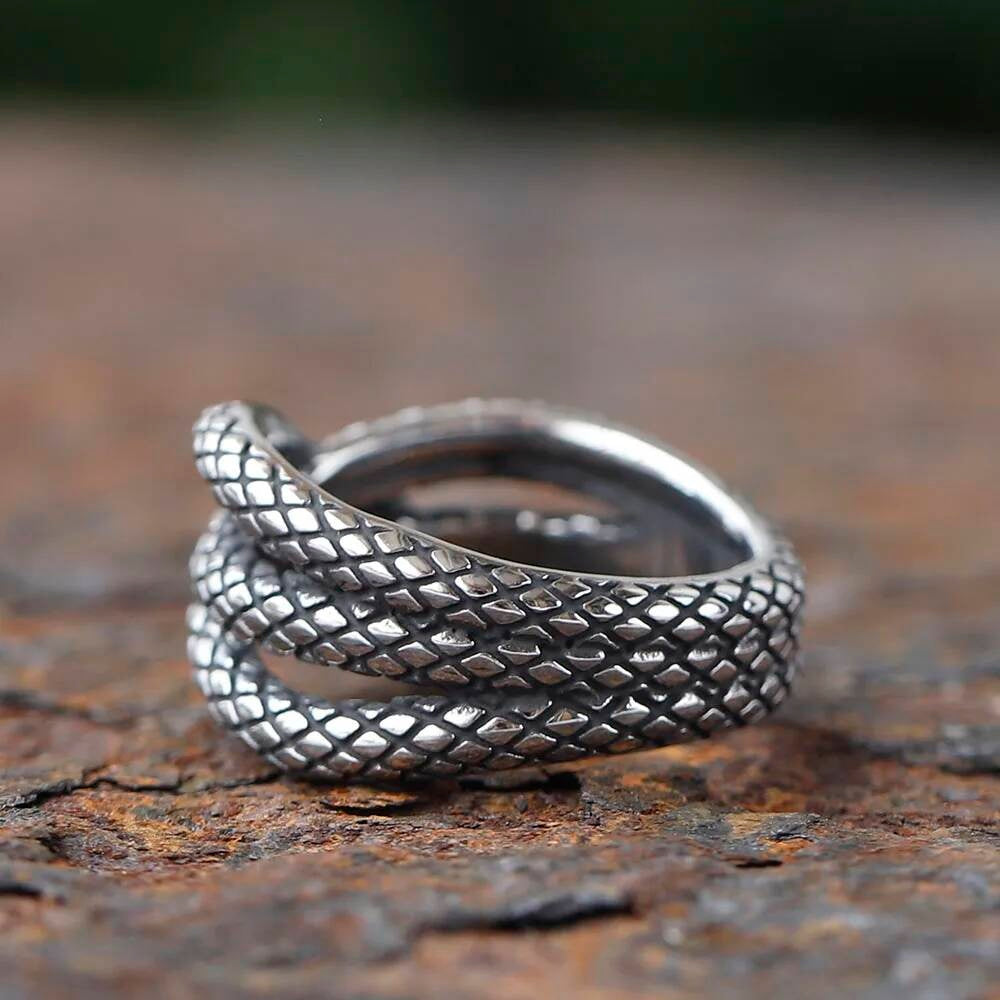 3D Snake Gothic Punk Ring – 316L Stainless Steel Biker Statement Band