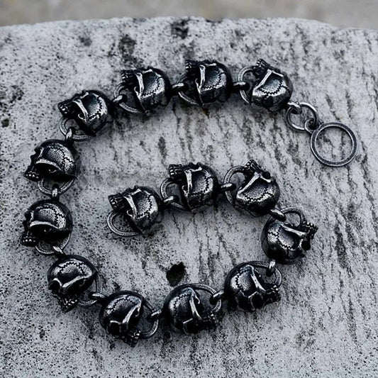 Gothic Skull Helmet Bracelet for Men Punk Rock Heavy Metal Chain Jewelry 316L Stainless Steel Biker Bracelet Style A