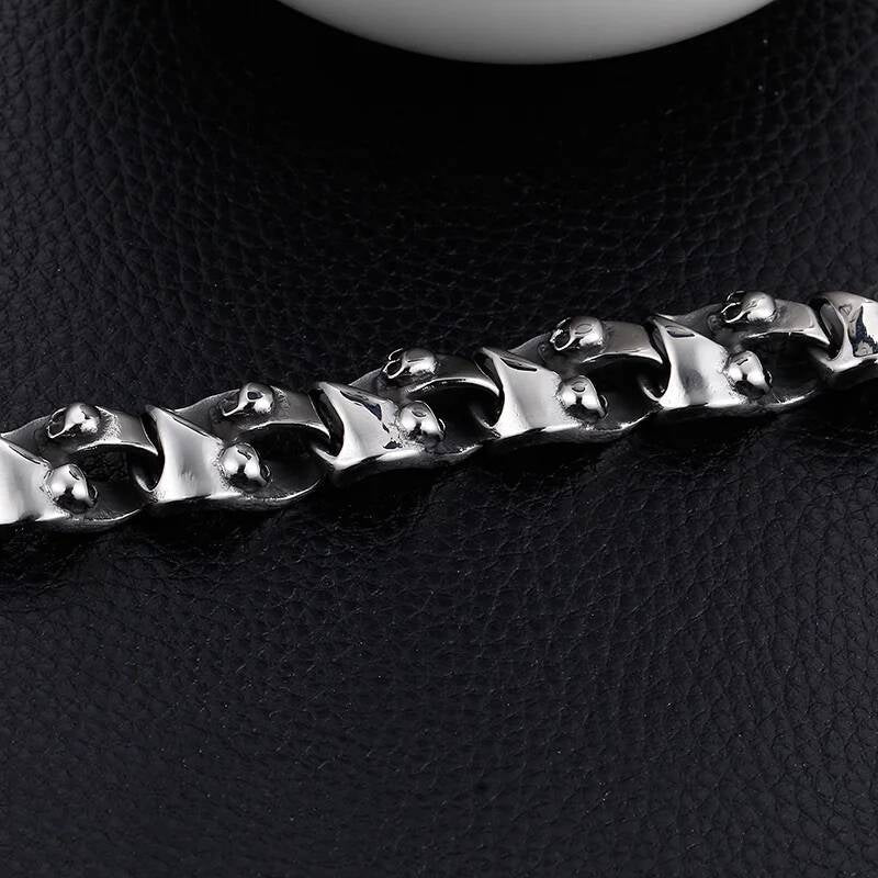 Stainless Steel 316L Bracelet Men Skull Ghost Link Chain Hand Jewelry