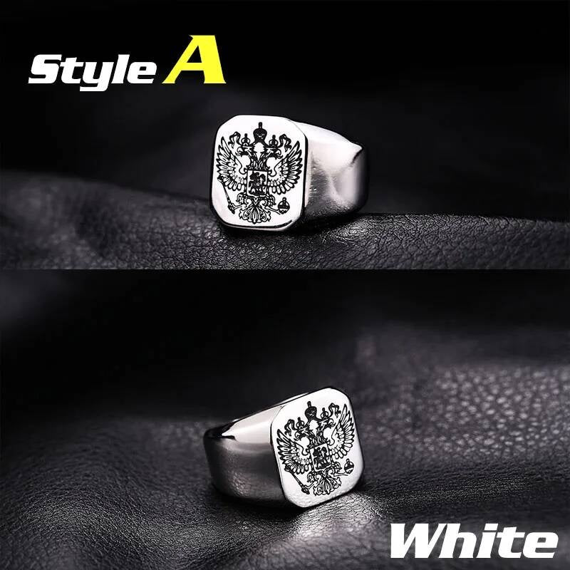 Russian Coat of Arms Signet Ring – Polished 316L Stainless Steel Biker Band