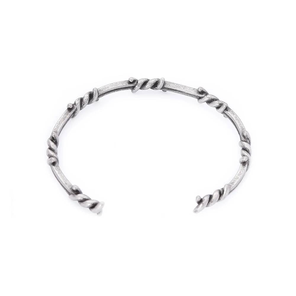 Vintage Twisted Rope Cuff Bracelet – 316L Stainless Steel Open Bangle for Men Style B