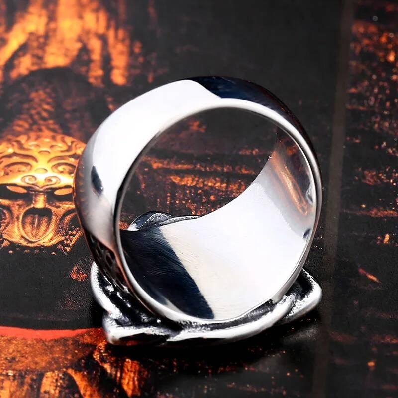316L Stainless Steel Nordic Viking Geometry Around Men's Ring Amulet