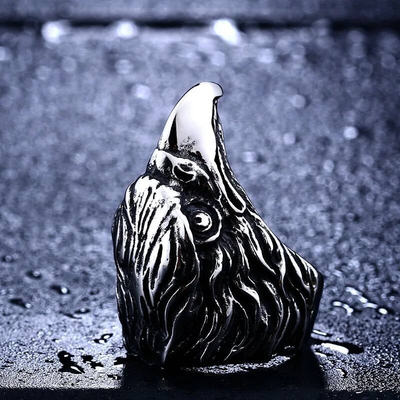 Stainless Steel Eagle Head Ring – Bold Freedom and Strength Men’s Jewelry