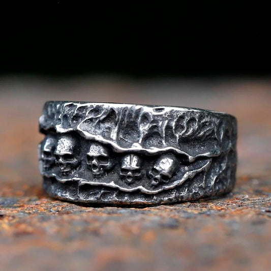 Vintage Skull Signet Ring - Gothic Stainless Steel Men's Biker Punk Jewelry