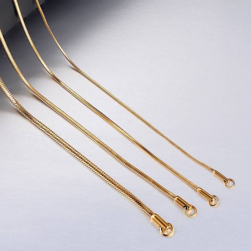 1 piece Width 0.9mm/1.2mm/1.5mm Gold Color Square Snake Chain Men Women 316 Stainless steel Necklace Jewelry