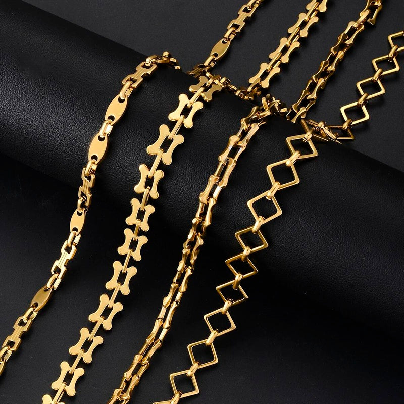 1 piece Women Men Bracelet Necklace Stainless Steel Huge Handmade Square Bone Shape Link Chain Jewelry Not allergic