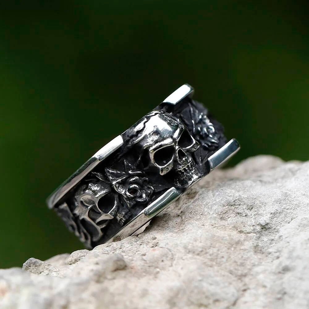 Vintage Skull Ring - Stainless Steel Punk Fashion Jewelry for Teens