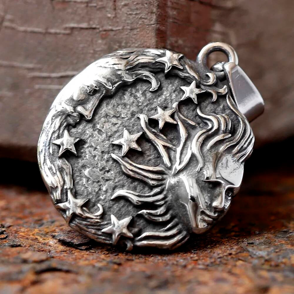 Sun and Moon Pendant Necklace – Stainless Steel Celestial Jewelry