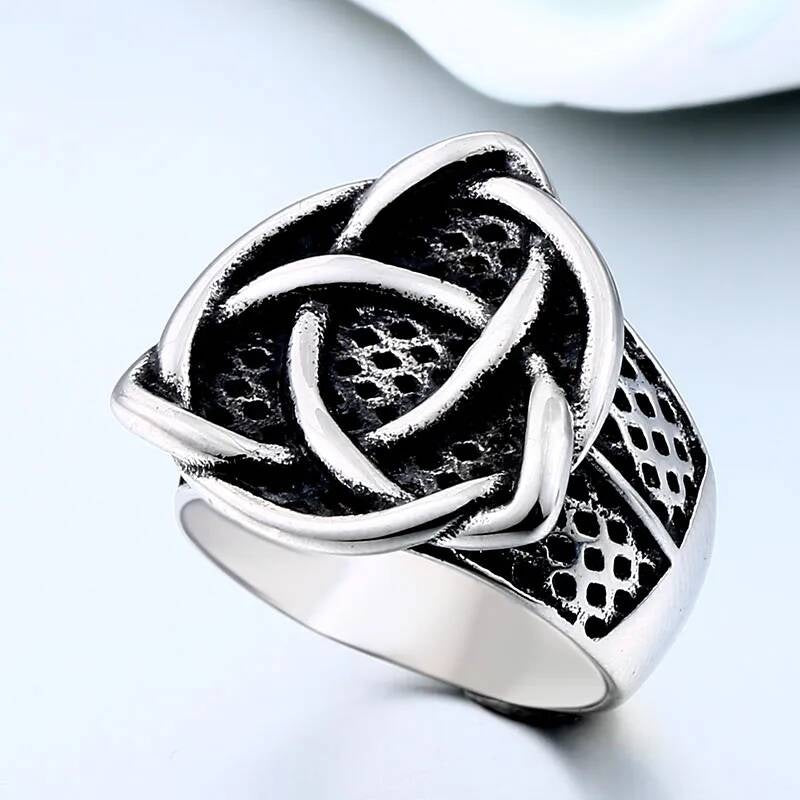 316L Stainless Steel Nordic Viking Geometry Around Men's Ring Amulet