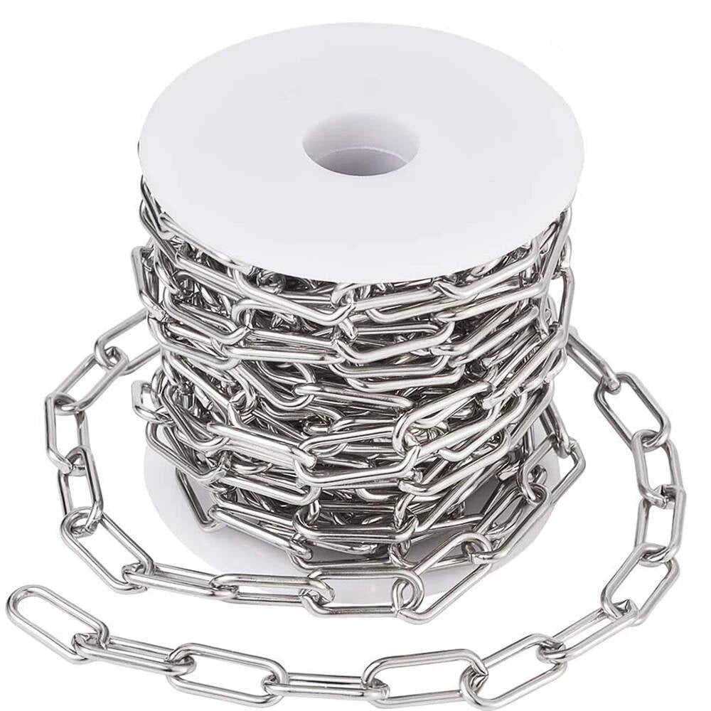 Width 7mm Stainless Steel Big Rolo Link Chain Neckalce Punk Chokers For Women length 21cm-100cm