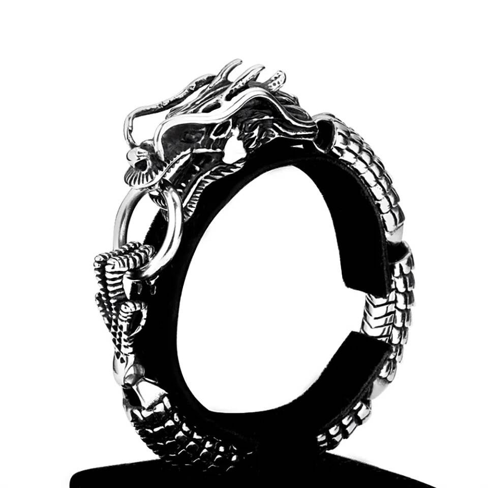 Dragon Head & Claw Stainless Steel Bracelet – Mythical Power Jewelry