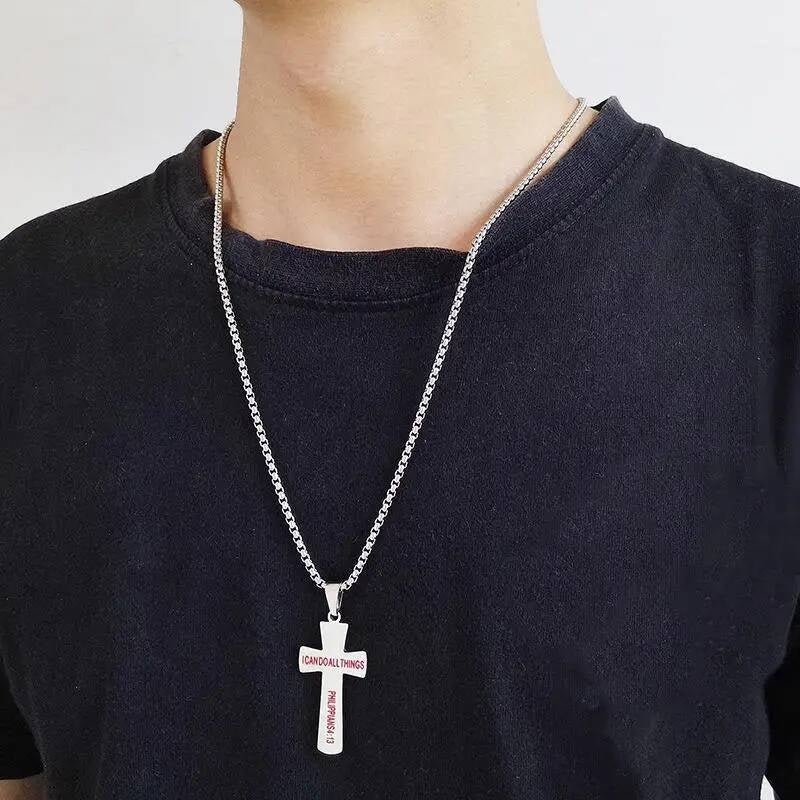 Stainless Steel Baseball Cross Chain Pendant Necklace For Men Sports Leisure Medal Accessories