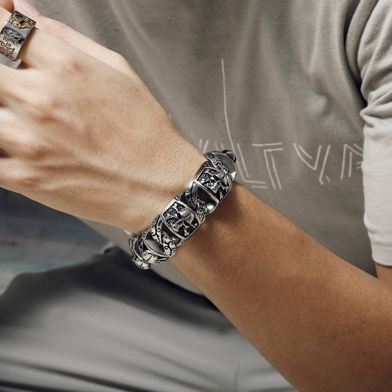 2 Styles Pirate Skull Bone Bracelet Men 316L Stainless Steel Punk Rock Party Jewelry