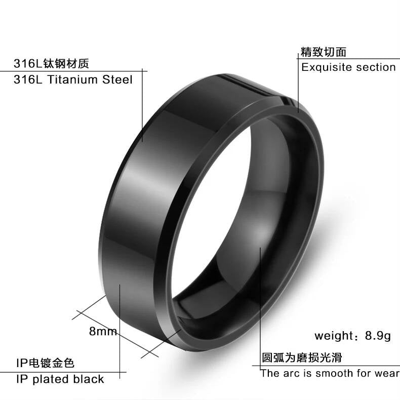 Four-Color Polished Ring - Stainless Steel Men's Fashion Jewelry in Pop Hues 4mm white