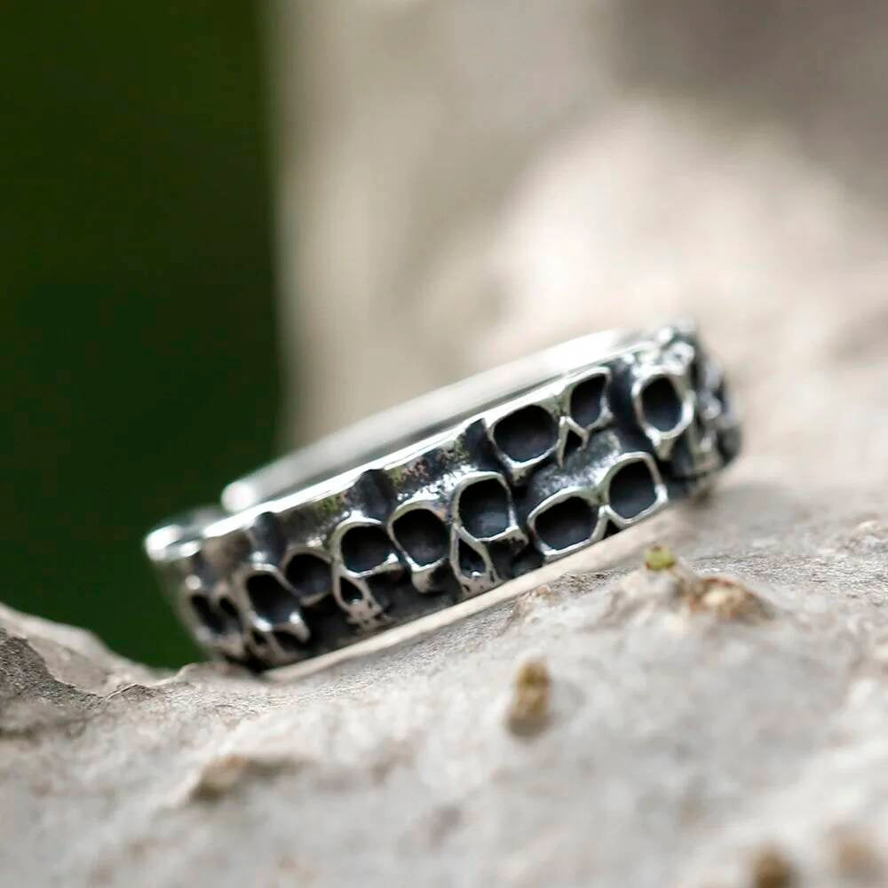 Minimalist Skull Biker Ring – 316L Stainless Steel for Edgy Teen Style