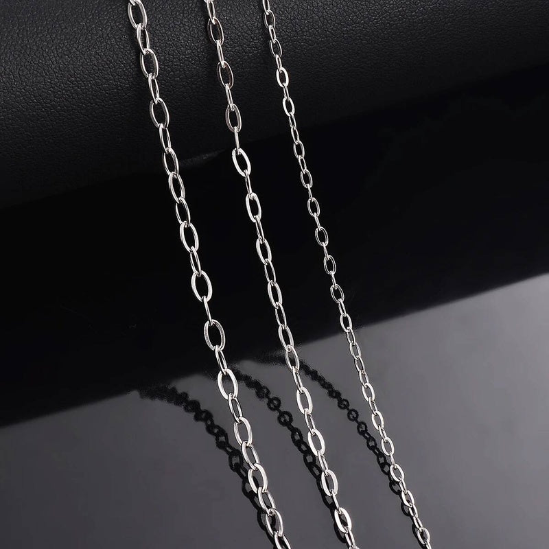 Wholessale 10 pcs/lot Stainless Steel Tiny Shape O Long Cross Chain Necklaces For DIY Pendant Necklace Length 40cm -90cm