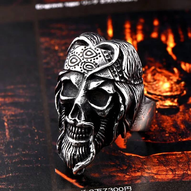Prophet Skull Ring – 316L Stainless Steel Bearded Turban Statement Band