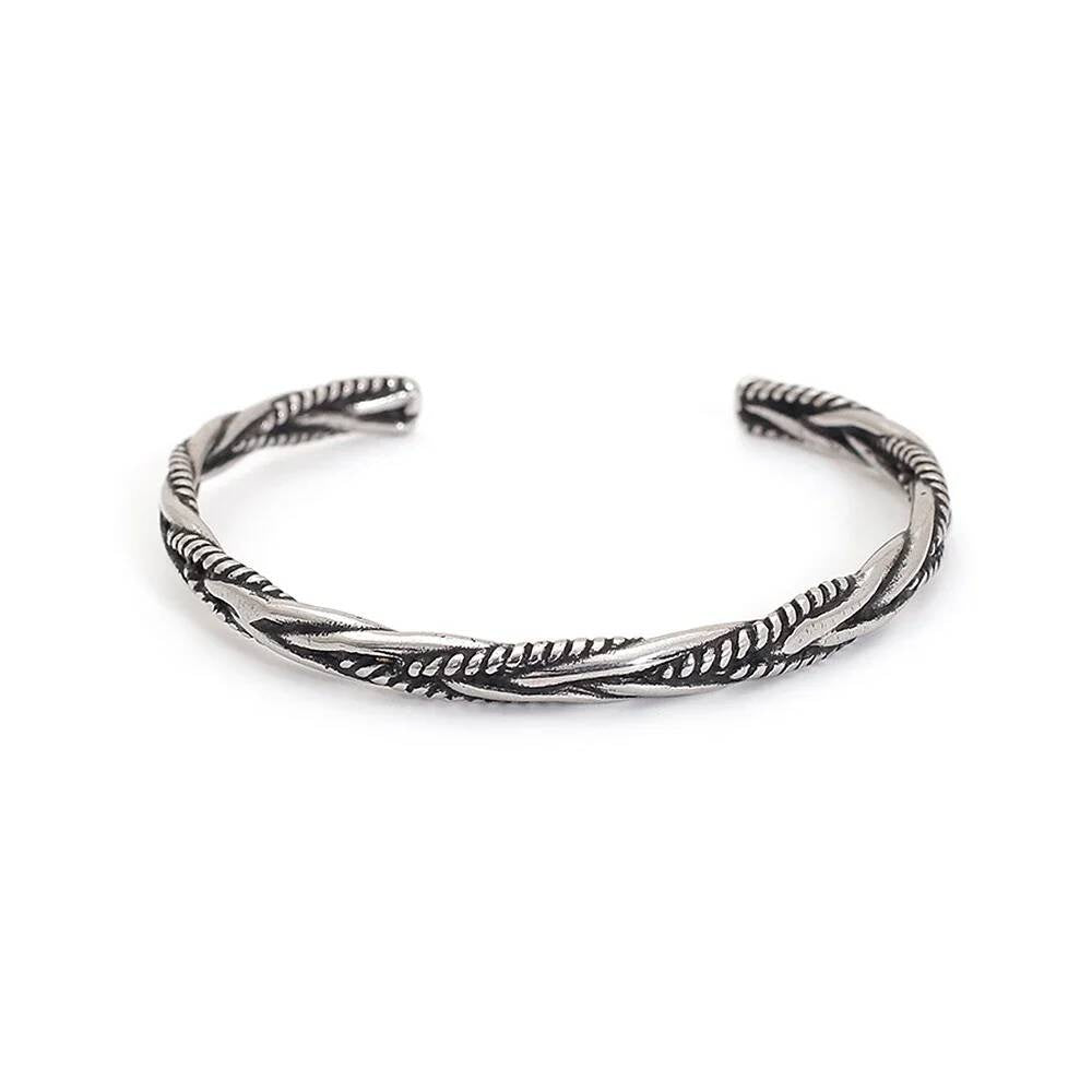Twisted Rope Cuff Bracelet – Vintage 316L Stainless Steel Open Bangle for Men & Women Style A