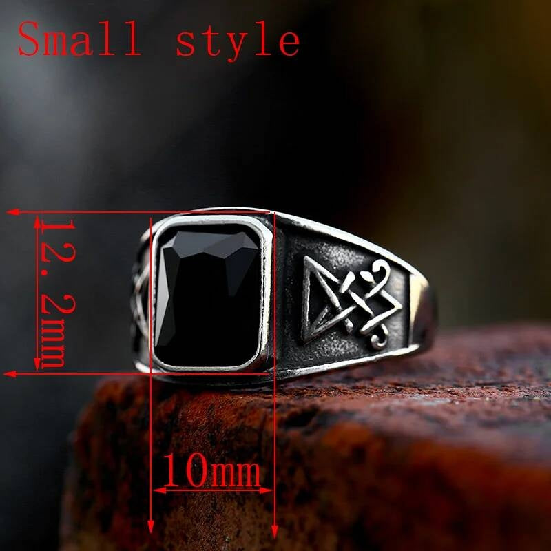 316L Stainless Steel Lucifer Sigil Ring Gothic Occult Jewelry BR8-989 Small