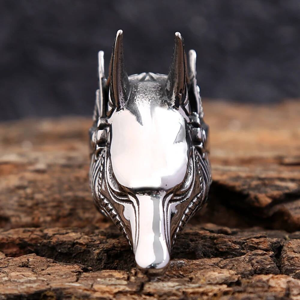Anubis Guardian Ring – 316L Stainless Steel Gothic Biker Amulet Band