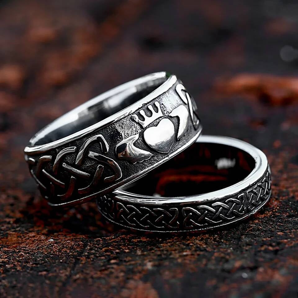 Viking Celtic Knot Couples Ring – 316L Stainless Steel Eternal Love Band