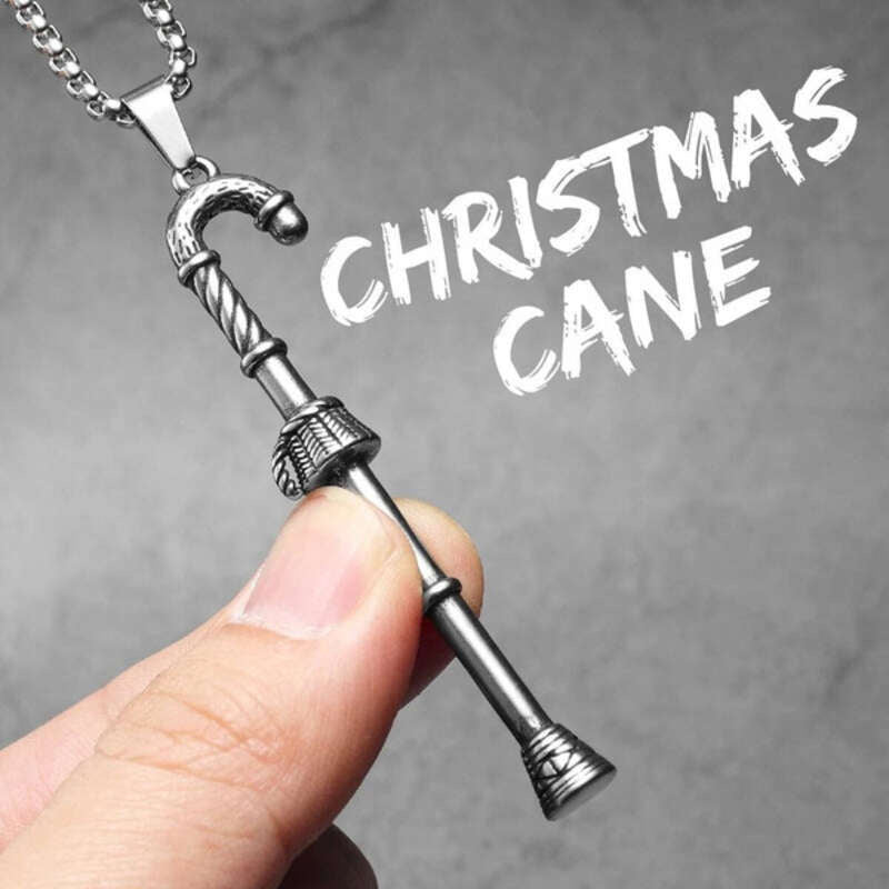 316L Stainless Steel Santa Claus Head Pendant Necklace N1639-With Chain