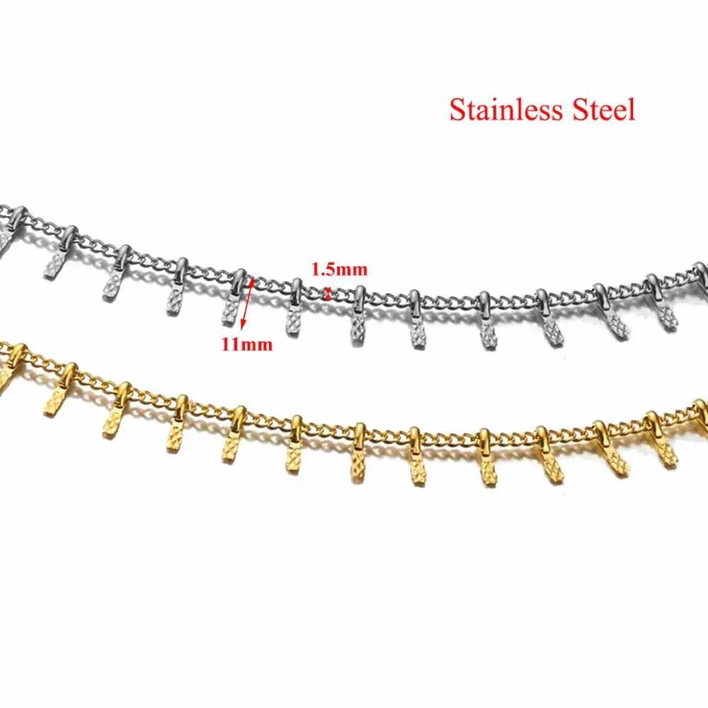 1Pc Width 1.5mm Stainless Steel Clips Leaf Chains Necklace for DIY Bracelet Handicraft Anklets Jewelry Making Supplies