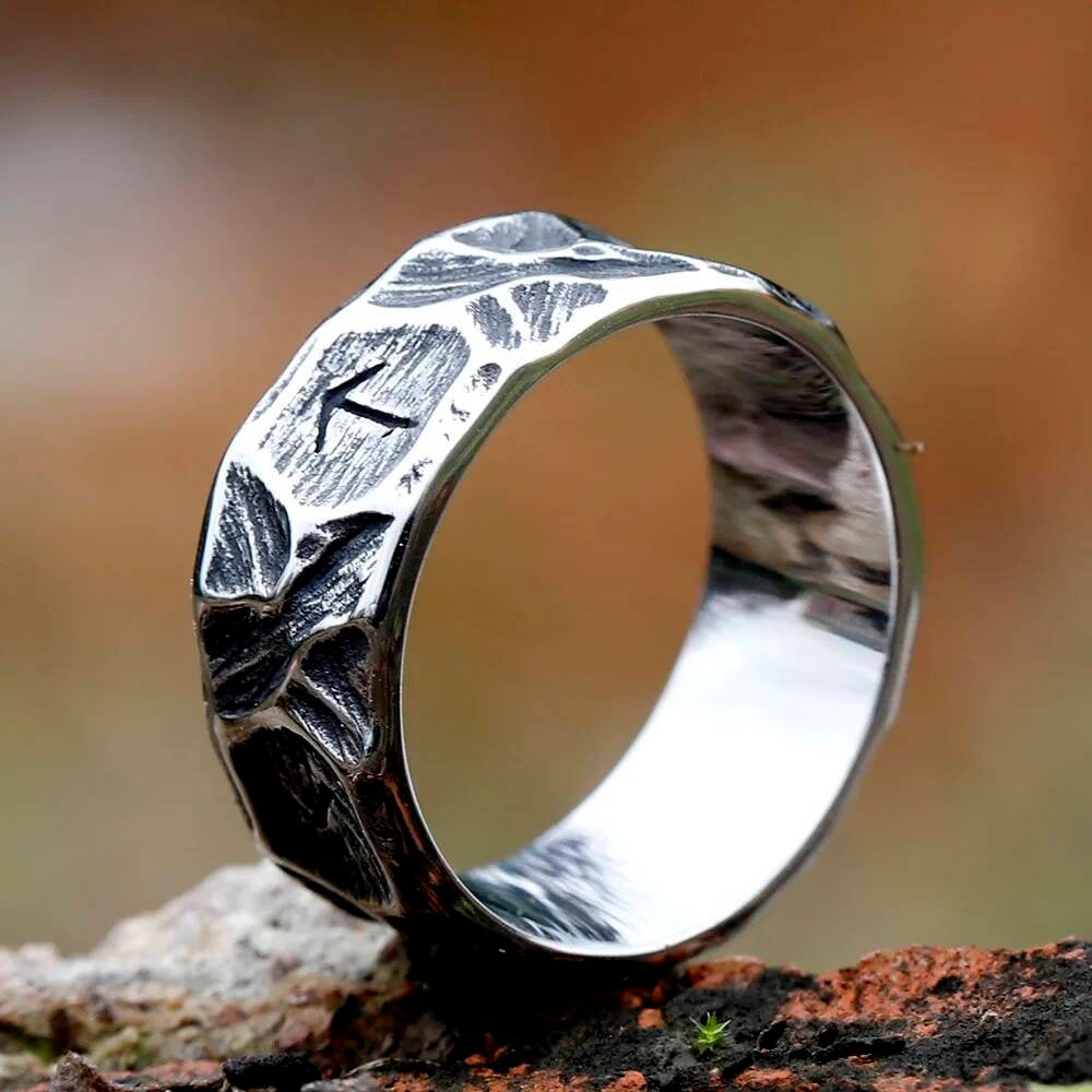 Norse Rune Ring – 316L Stainless Steel Unisex Viking Amulet Band