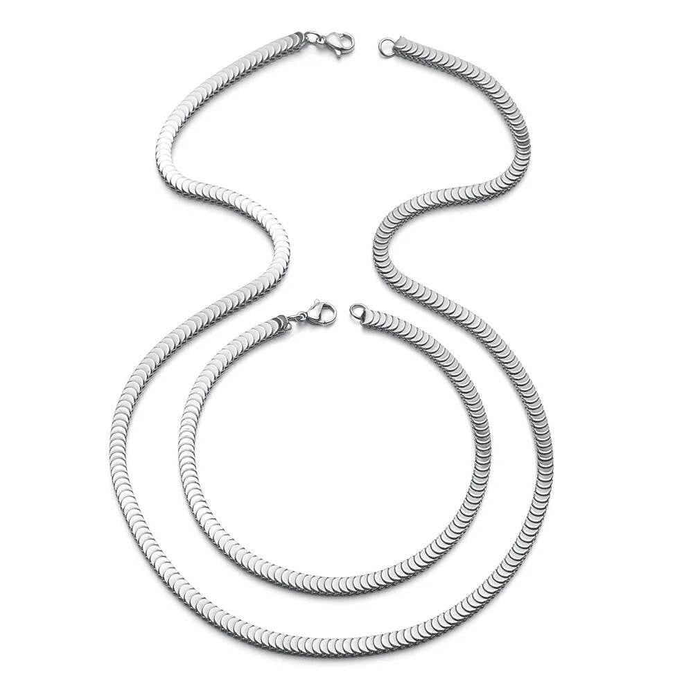 1 piece Width 4mm Fish Scales Chain Necklace for Men Women Stainless Steel Solid Chains Jewelry