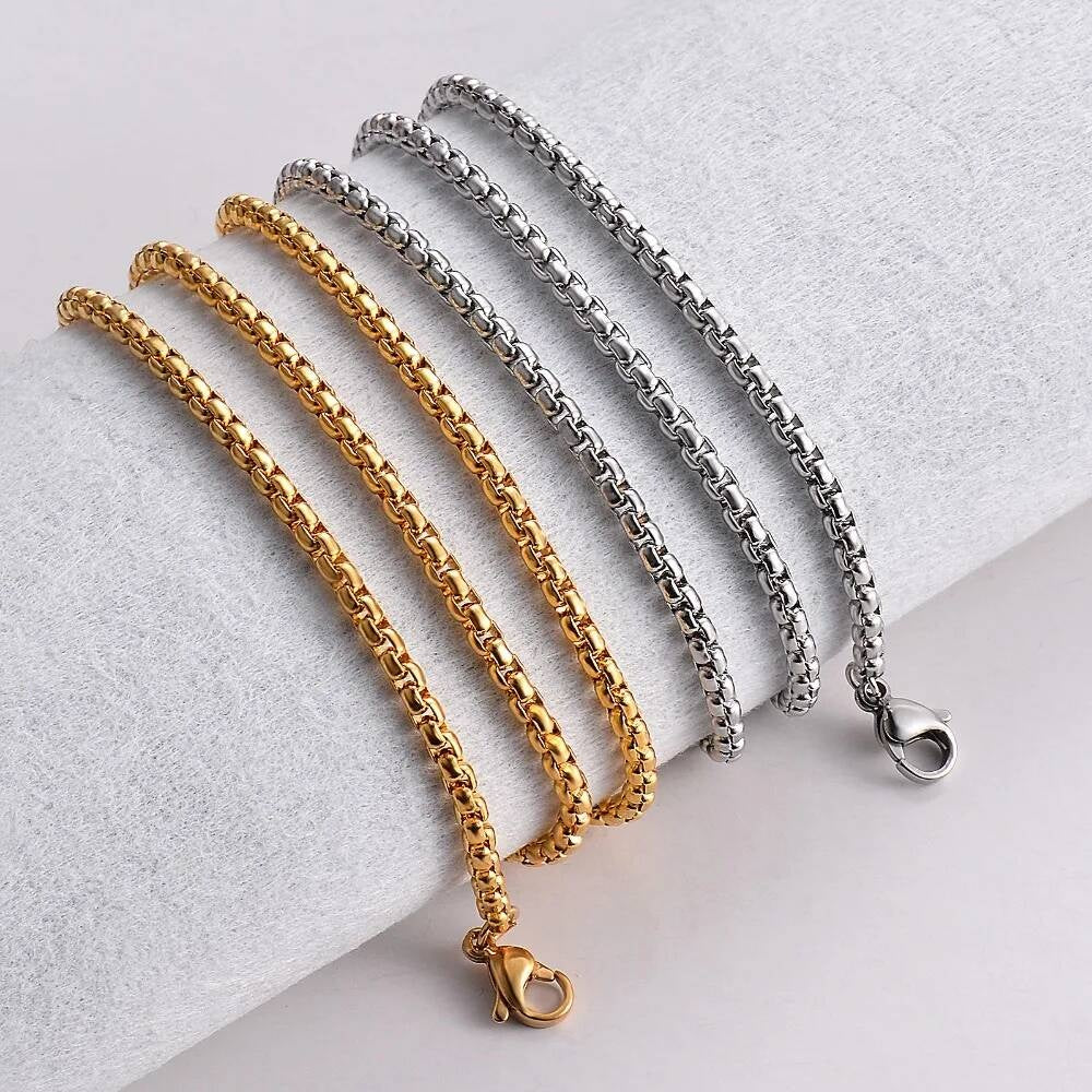 1 piece Stainless Steel Pearl Chain Figaro chain necklace for Pendant Men Women Necklace Jewelry Accessories