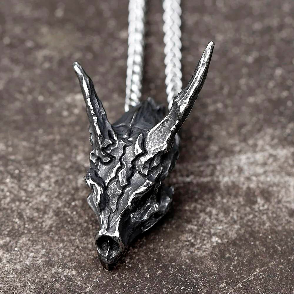 Dragon Skull Pendant – Dark Gothic Fantasy Necklace