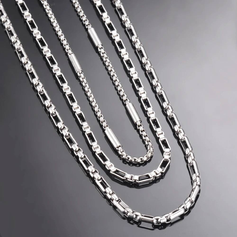New 1 piece Stainless Steel Square Pearl 3:1 Handmade Box Chain DIY Jewelry Making Bracelet Anklet Necklace
