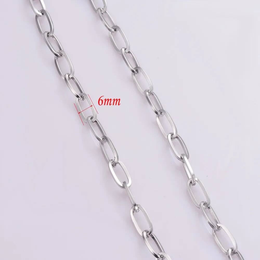 1Pc Width 6mm*12mm Stainless Steel Cable Oval Link Chain Necklace for DIY Jewelry Findings Making
