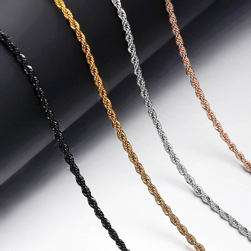 1Pc Width 2/2.5/3/4mm Rope For Women Men 316L Stainless Steel Twisted Chain Necklace Jewelry