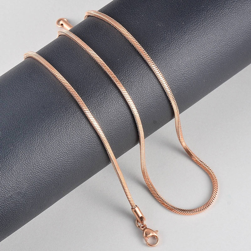 1 piece Rose Gold Color Square Snake Chain Women Jewelry 316 Stainless steel Necklace chain Width 0.9/1.2/1.5/2mm