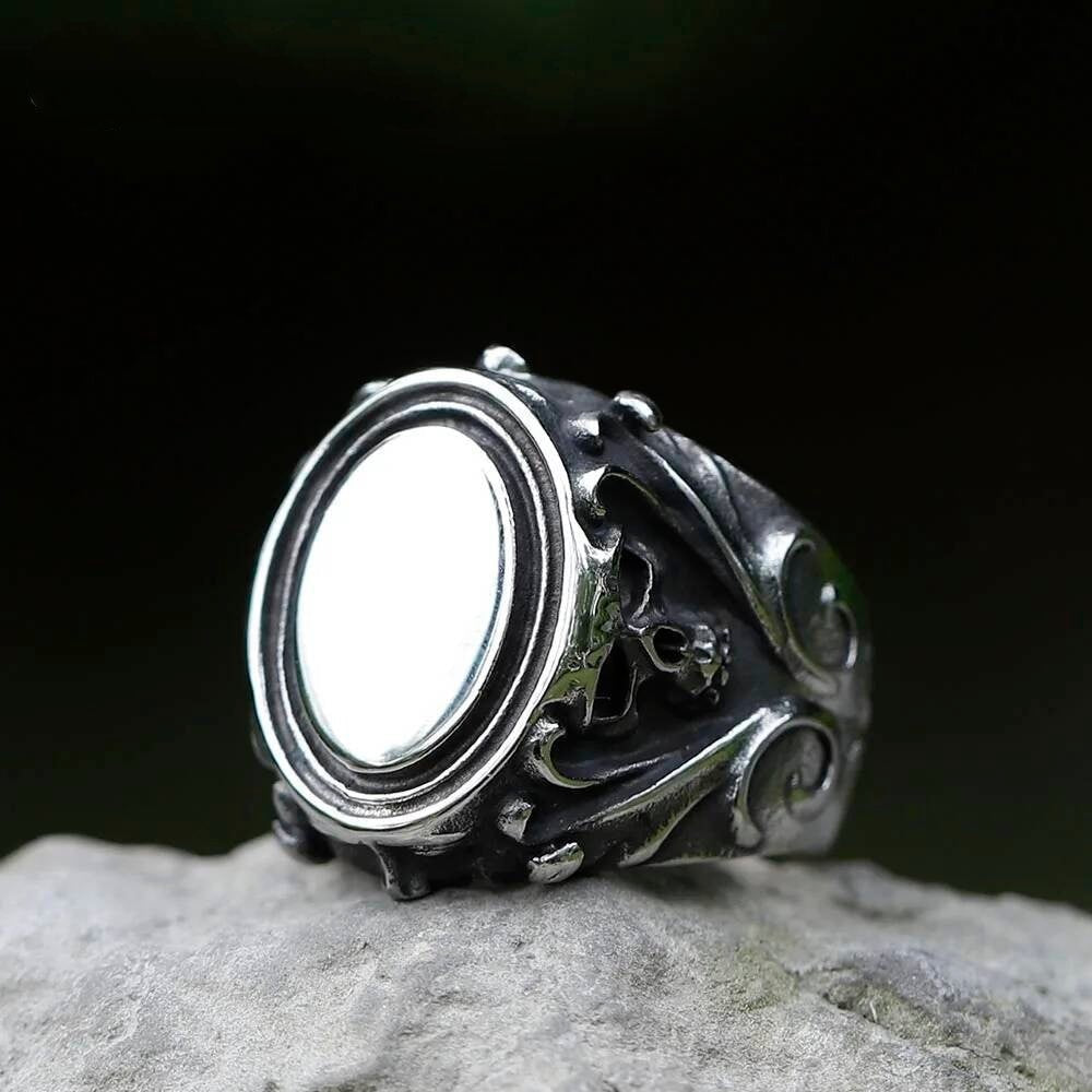 Gothic Skull Biker Ring – 316L Stainless Steel Punk Motorcycle Statement Band As Shown
