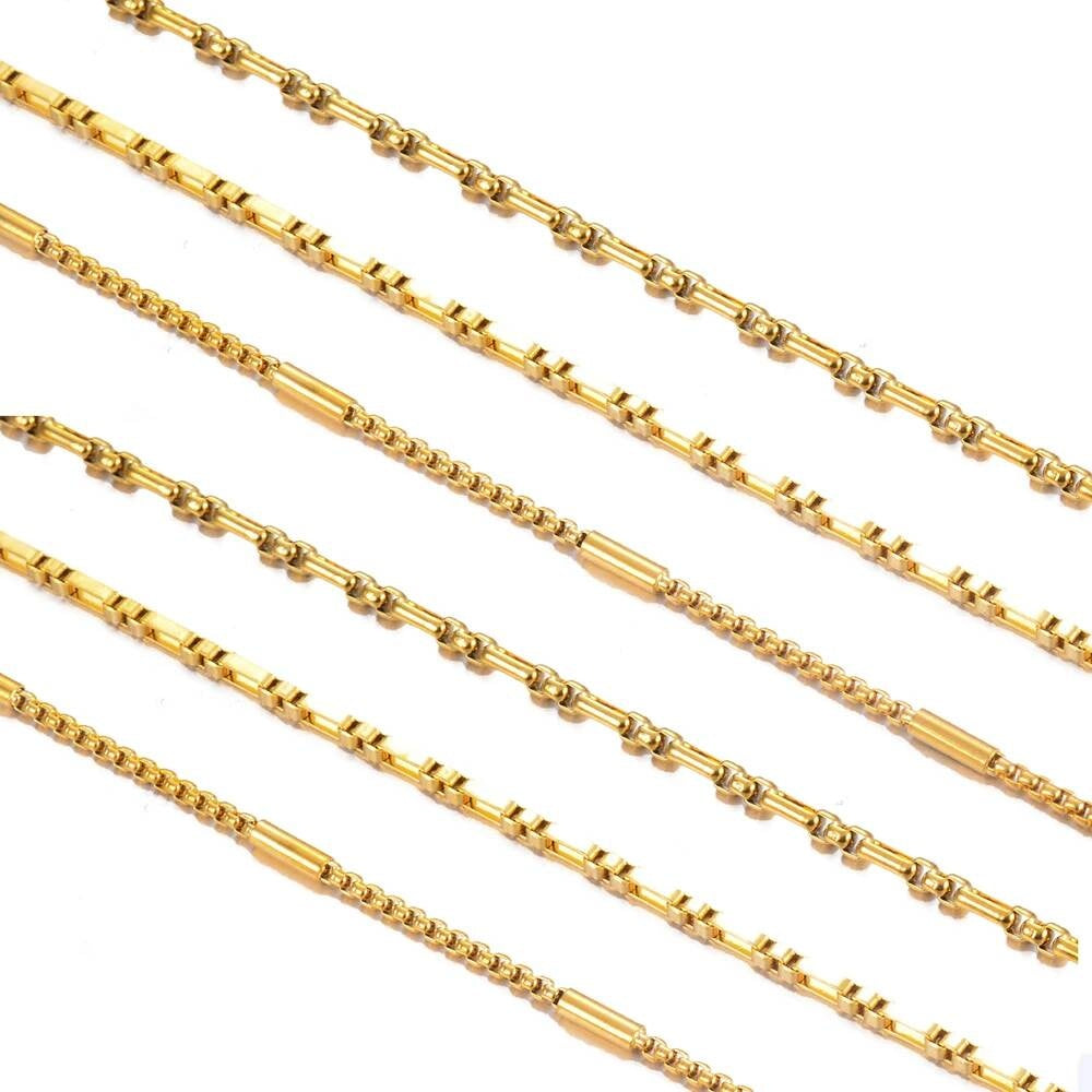 New 1 piece Stainless Steel Square Pearl 3:1 Handmade Box Chain DIY Jewelry Making Bracelet Anklet Necklace